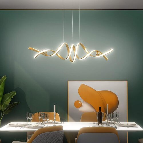 Modern LED Ceiling Chandelier 75W Smart-Lamp (Golden Pendent Light) - Main Image