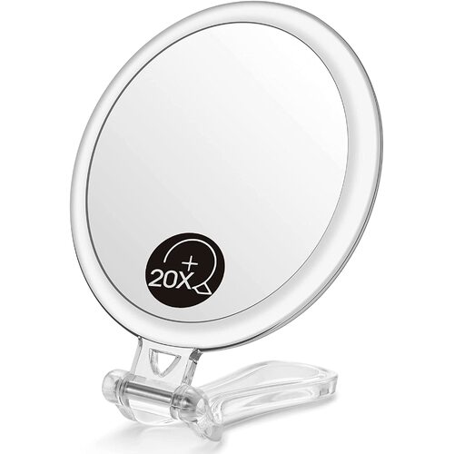 Double-Sided 1X/20X Magnifying Foldable Makeup Mirror for Handheld, Table and Travel Usage - Main Image
