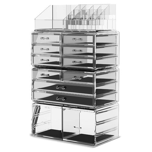 Makeup Cosmetic Organizer Storage with 12 Drawers Display Boxes (Clear) - Main Image