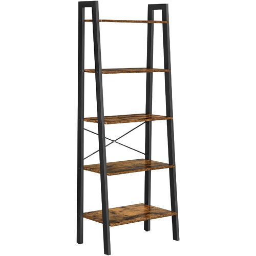 5-Tier Industrial Bookcase, Rustic Brown - Main Image