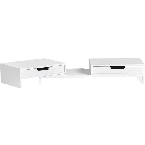 White Monitor Stand with Drawers - Main Image