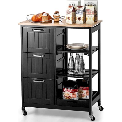 Kitchen Island Cart with Storage, Drawers, Shelves - Main Image