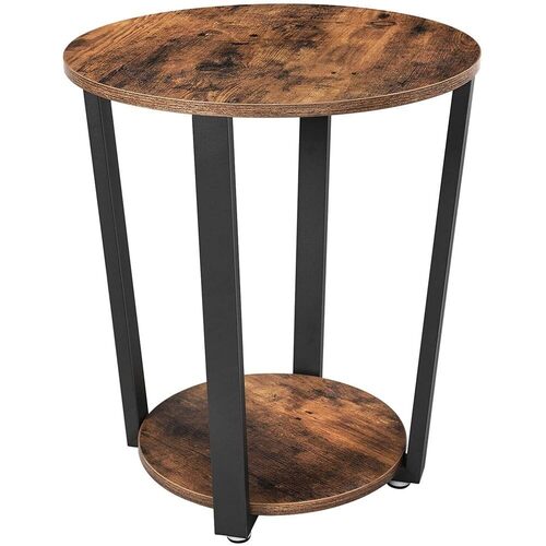 Industrial Iron Frame Round Coffee Table - Main Image