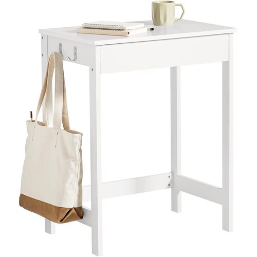 Small White Desk with Drawer Hooks - Main Image