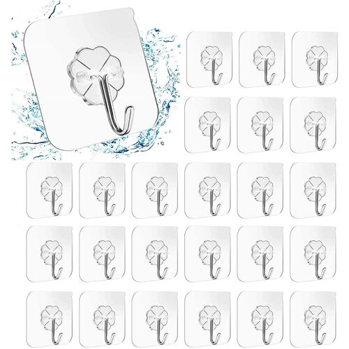 24 Packs Heavy Duty Adhesive Hooks Kitchen Wall Hooks - Main Image
