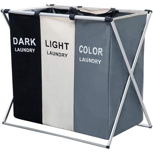 3 in 1 Large 135L Laundry Clothes Hamper Basket with Waterproof bags and Aluminum Frame (Multi) - Main Image