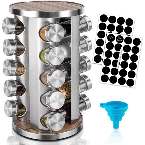 Rotating Spice Rack Organizer with 20 Pieces Jars for Kitchen - Main Image