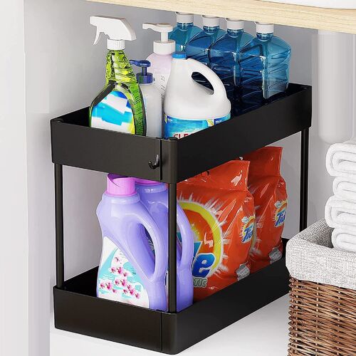 2 Tier Multi-Purpose Under Sink Organizer Shelf Storage Rack for Bathroom and Kitchen - Main Image