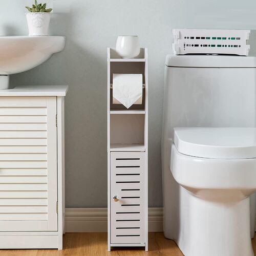 Toilet Paper Roll Holder for Bathroom with roller (White, 76cm) - Main Image
