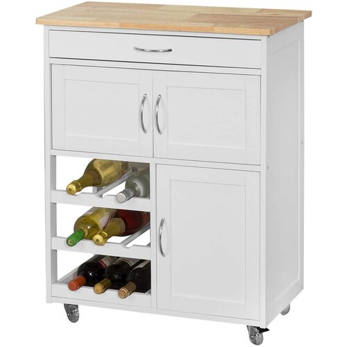 Kitchen Trolley with Wine Racks, Portable Workbench and Serving Cart for Bar or Dining - Main Image
