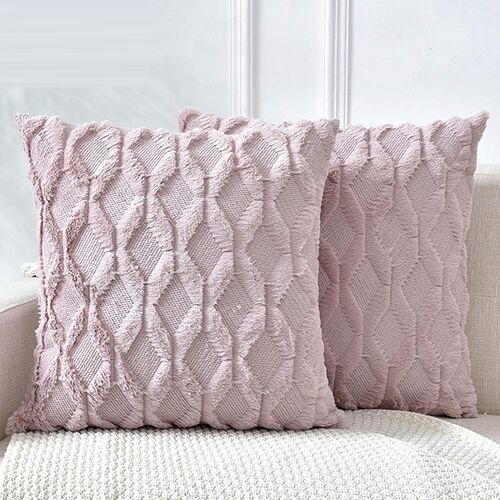 2 Pack Decorative Boho Throw Pillow Covers 45 x 45 cm (Pink) - Main Image