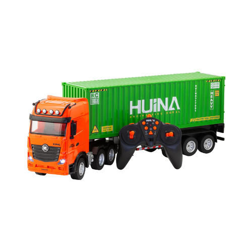 1:18 Scale 9-Channel Alloy Remote Control Container Truck with Lights & Sound for Indoor Play - Main Image