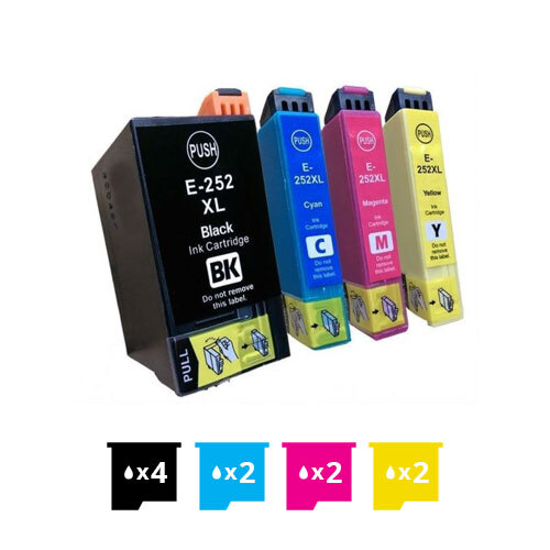 Compatible Premium 10 Pack 252XL Ink Cartridges [C13T253192-C13T253492] [4BK,2C,2M,2Y] - for use in Epson Printers - Main Image