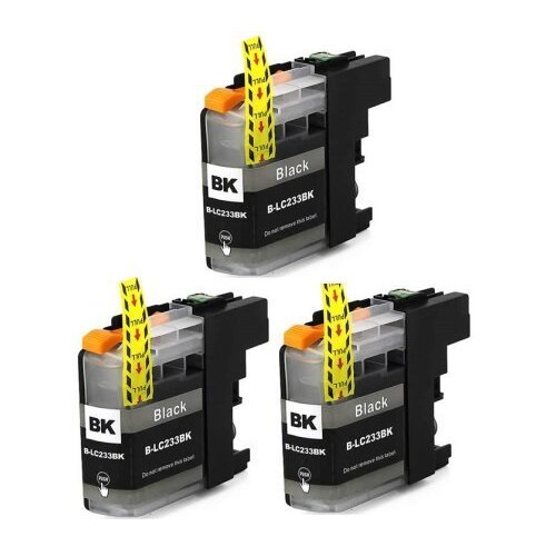 Compatible Premium Ink Cartridges LC233BK  Black Triple Pack  - for use in Brother Printers - Main Image
