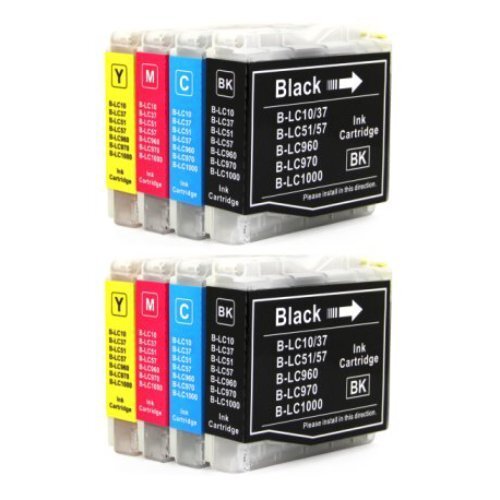 Compatible Premium Ink Cartridges LC57 / LC37  Set of 8 (Bk/C/M/Y x 2 ea) - for use in Brother Printers - Main Image
