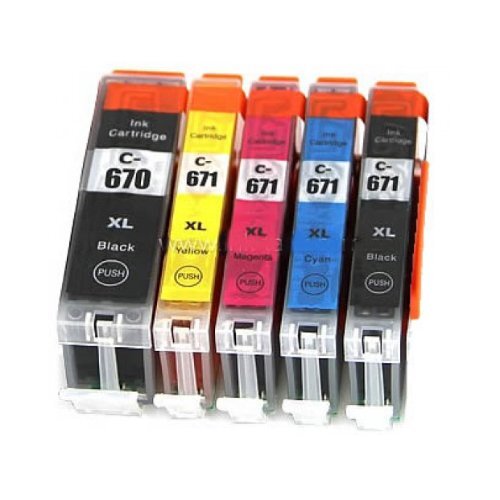 Compatible Premium Ink Cartridges PGI670XL + CLI671XL  Bundle - 5 Cartridges - for use in Canon Printers - Main Image