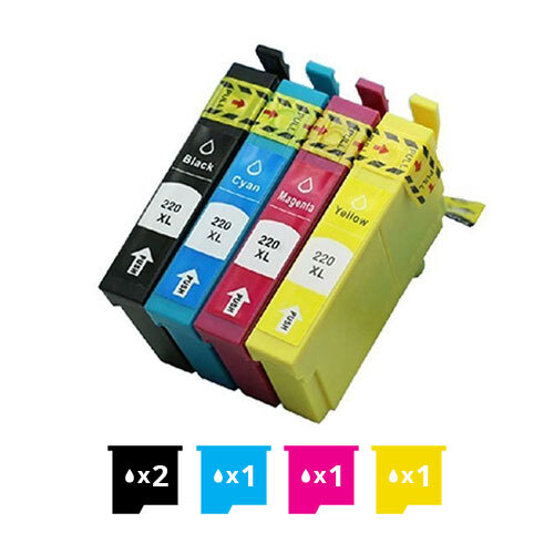 Compatible Premium 5 Pack 220XL (C13T294192-C13T294492) High Yield Ink Cartridges Combo [2BK,1C,1M,1Y] - for use in Epson Printers - Main Image