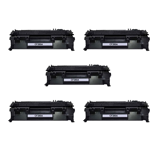 Compatible Premium 5 x  80A  Toner Cartridge CF280A - for use in HP Printers - Main Image
