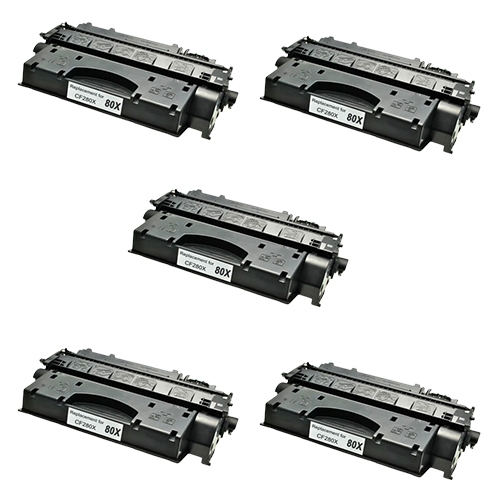 Compatible Premium 5 x 80X Hi Capacity Toner Cartridge (CF280X) - for use in HP Printers - Main Image