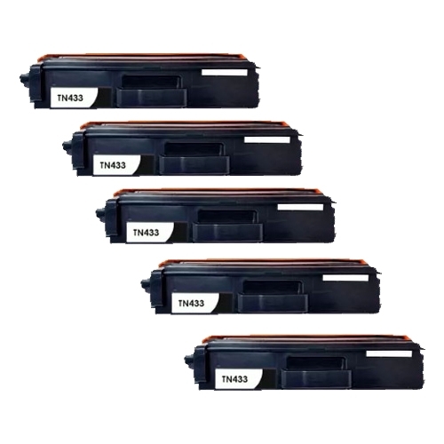 Compatible Premium 5 x TN443BK High Yield Black  Toner Cartridge - for use in Brother Printers - Main Image