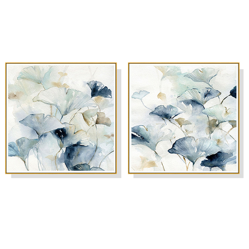 Wall Art 60cmx60cm Gingko Leaves By Carol Robinson 2 Sets Gold Frame Canvas - Main Image