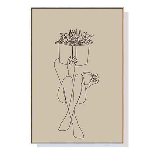 Wall Art 50cmx70cm Book Lover Wood Frame Canvas - Main Image