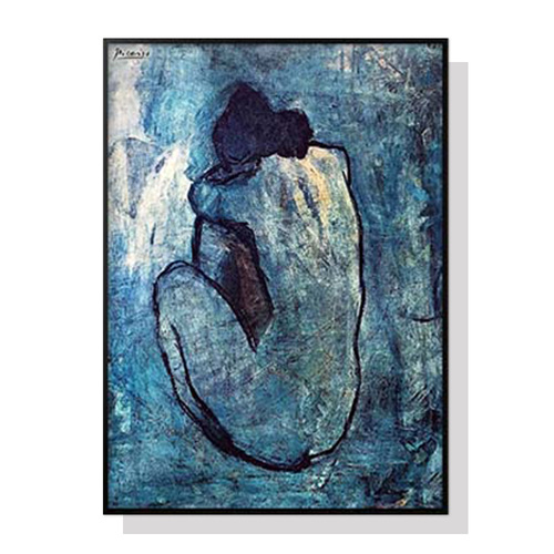 Wall Art 50cmx70cm Blue Nude by Pablo Picasso Black Frame Canvas - Main Image