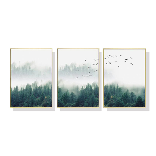 Wall Art 60cmx90cm Mystical Forest  3 Sets Gold Frame Canvas - Main Image