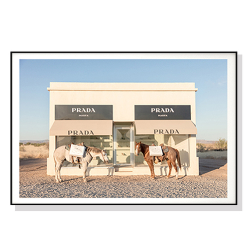 Wall Art 70cmx100cm Horses Fashion Black Frame Canvas - Main Image