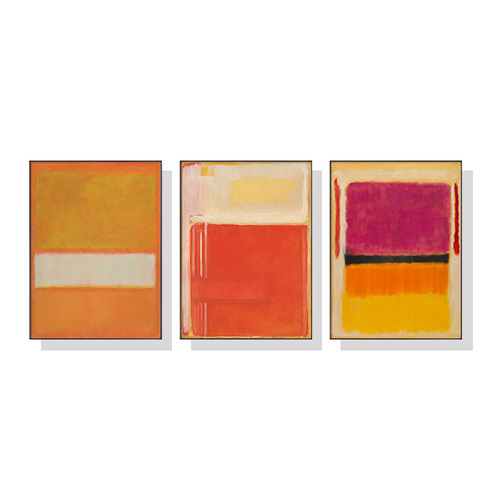 Wall Art 40cmx60cm Colourful 3 Sets By Mark Rothko Black Frame Canvas - Main Image