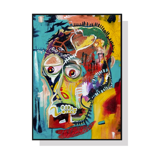Wall Art 60cmx90cm Pop Art Head Black Frame Canvas - Main Image