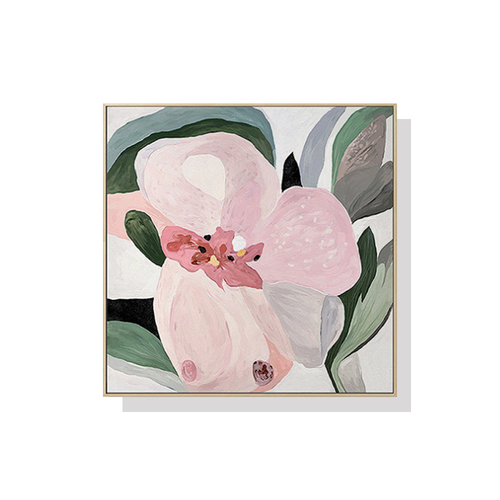 Wall Art 50cmx50cm Floral Hand Painting Style Wood Frame Canvas - Main Image