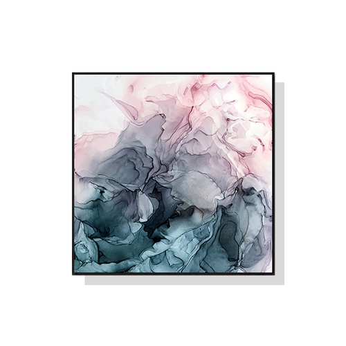 Wall Art 50cmx50cm Marbled Pink Grey Black Frame Canvas - Main Image