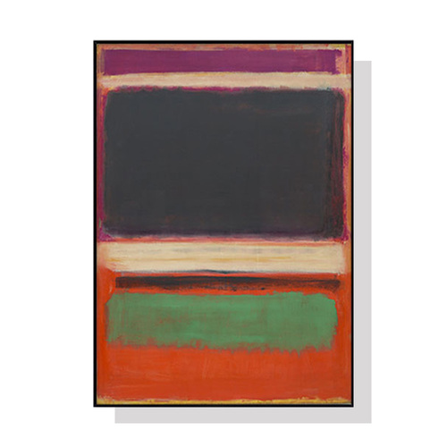 Wall Art 50cmx70cm Black Orange Green By Mark Rothko Black Frame Canvas - Main Image