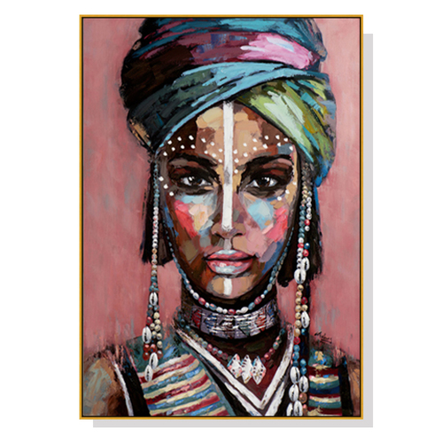 Wall Art 60cmx90cm African woman II Gold Frame Canvas - Main Image