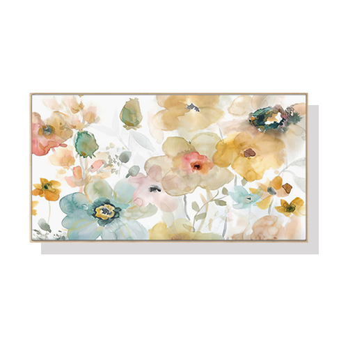 Wall Art 50cmx100cm Floral Watercolor Style Wood Frame Canvas - Main Image