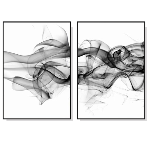 Wall Art 70cmx100cm Stylish Abstract Black 2 Sets Black Frame Canvas - Main Image