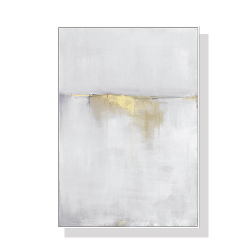 Wall Art 60cmx90cm Abstract gold white single II White Frame Canvas - Main Image