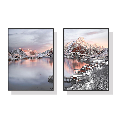 Wall Art 80cmx120cm Nordic Norway 2 Sets Black Frame Canvas - Main Image
