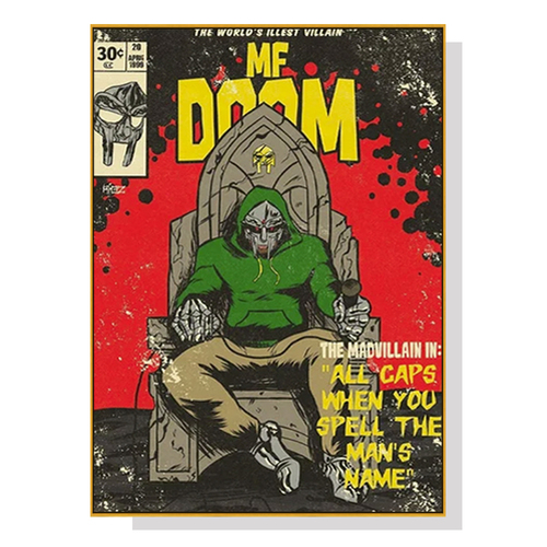 Wall Art 90cmx135cm MF DOOM Music Gold Frame Canvas - Main Image