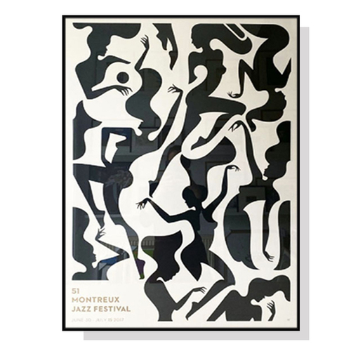 Wall Art 70cmx100cm Jazz Festival Black Frame Canvas - Main Image