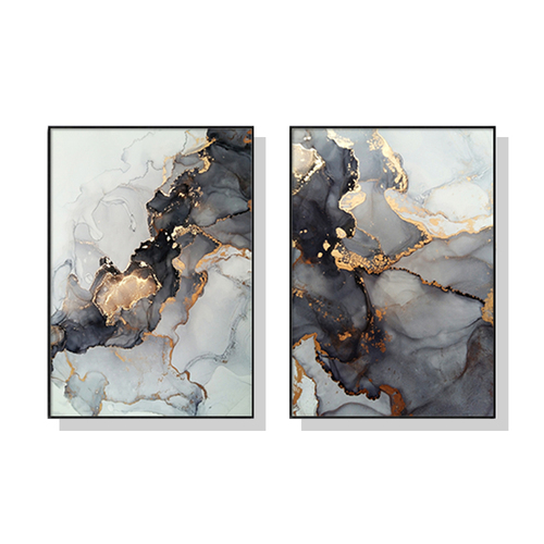 Wall Art 60cmx90cm Black Splash 2 Sets Black Frame Canvas - Main Image