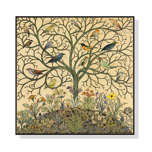 Wall Art 50cmx50cm Tree Of Life Black Frame Canvas - Main Image