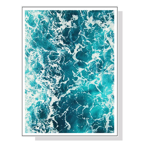 Wall Art 60cmx90cm Blue Ocean White Frame Canvas - Main Image
