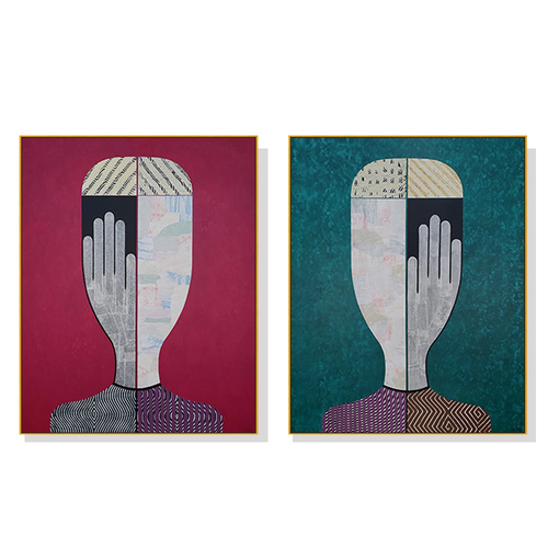 Wall Art 70cmx100cm Abstract Man And Woman 2 Sets Gold Frame Canvas - Main Image