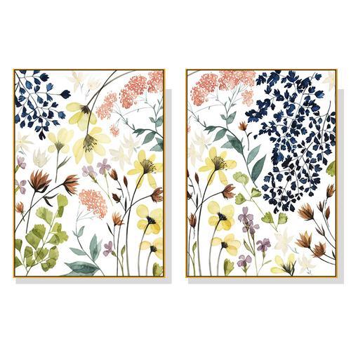 Wall Art 80cmx120cm Flower Composition 2 Sets Gold Frame Canvas - Main Image