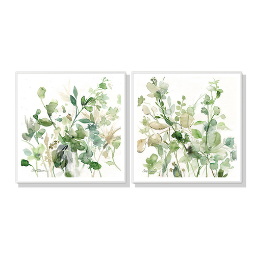 Wall Art 60cmx60cm Sage Garden By Carol Robinson 2 Sets White Frame Canvas - Main Image
