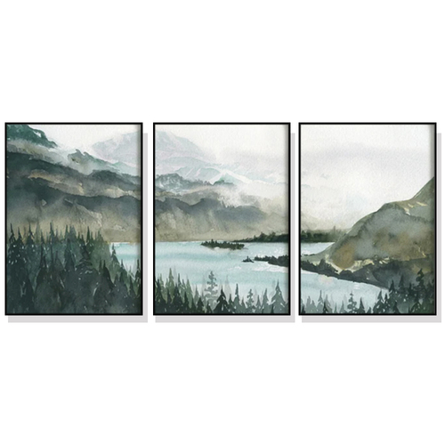 Wall Art 80cmx120cm Landscape 3 Sets Black Frame Canvas - Main Image