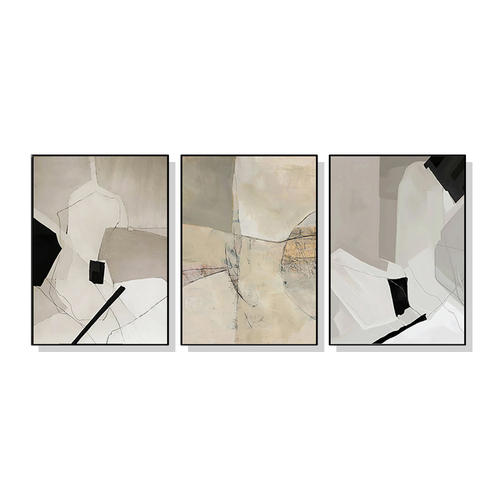 Wall Art 60cmx90cm Modern Abstract 3 Sets Black Frame Canvas - Main Image