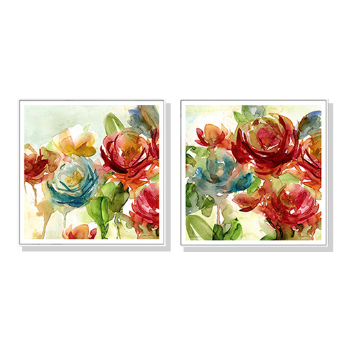 Wall Art 40cmx40cm Rosewater Garden By Carol Robinson 2 Sets White Frame Canvas - Main Image